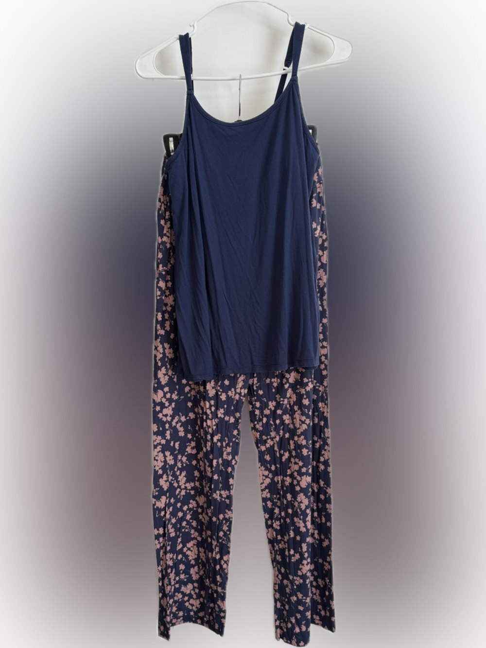Soma Navy Top with Pink Floral Sleep Pants Set